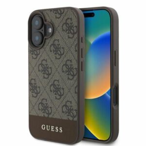 Aizmugurējais vāciņš Guess  Guess 4G Bottom Stripe iPhone 16 Case - Brown 