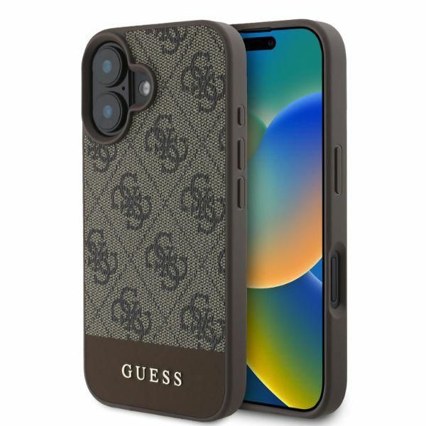 Aizmugurējais vāciņš Guess Guess 4G Bottom Stripe iPhone 16 Case - Brown