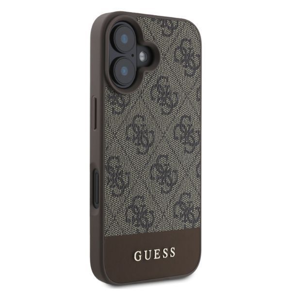 Aizmugurējais vāciņš Guess Guess 4G Bottom Stripe iPhone 16 Case - Brown