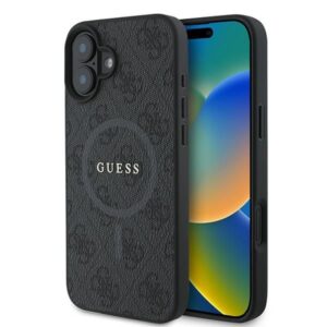 Aizmugurējais vāciņš Guess  Guess 4G Ring Classic Logo MagSafe case for iPhone 16 Plus - black 