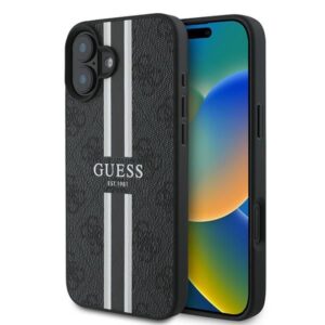Aizmugurējais vāciņš Guess  Guess 4G Printed Stripes MagSafe case for iPhone 16 Plus - black