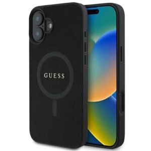 Nugarėlės dėklai Guess  Guess Saffiano Classic Logo MagSafe iPhone 16 Plus Case - Black 