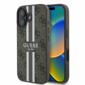 Aizmugurējais vāciņš Guess  Guess 4G Printed Stripes MagSafe iPhone 16 Case - Brown