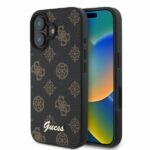Back panel cover Guess  Guess Peony Script MagSafe iPhone 16 Case - Black