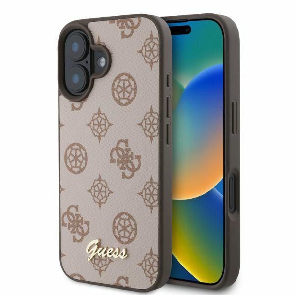 Nugarėlės dėklai Guess Guess Peony Script MagSafe iPhone 16 Case - Brown