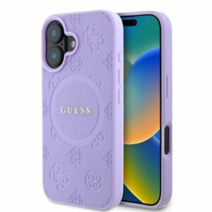 Nugarėlės dėklai Guess  Guess Saffiano Peony Classic Logo MagSafe iPhone 16 Case - Purple 