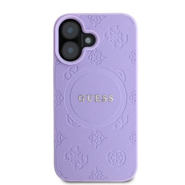 Tagakaaned Guess Guess Saffiano Peony Classic Logo MagSafe iPhone 16 Case - Purple
