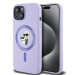 Tagakaaned Karl Lagerfeld  Karl Lagerfeld Silicone Karl&Choupette Heads Ring MagSafe iPhone 15 Case - Purple 
