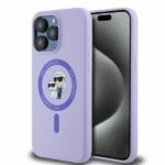 Tagakaaned Karl Lagerfeld  Karl Lagerfeld Silicone Karl&Choupette Heads Ring MagSafe Case for iPhone 15 Pro Max - Purple 