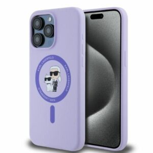 Nugarėlės dėklai Karl Lagerfeld  Karl Lagerfeld Silicone Karl&Choupette Heads Ring MagSafe Case for iPhone 15 Pro Max - Purple 