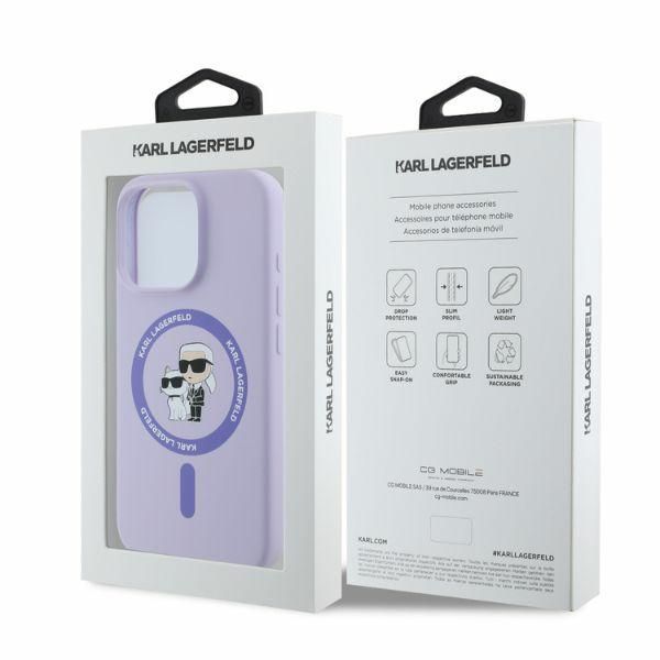 Tagakaaned Karl Lagerfeld Karl Lagerfeld Silicone Karl&Choupette Heads Ring MagSafe Case for iPhone 16 Pro - Purple