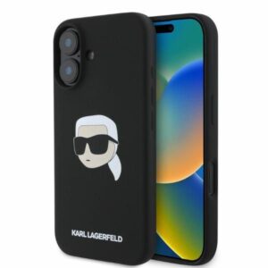 Nugarėlės dėklai Karl Lagerfeld  Karl Lagerfeld Silicone Karl Head Print MagSafe iPhone 16 Case - Black 