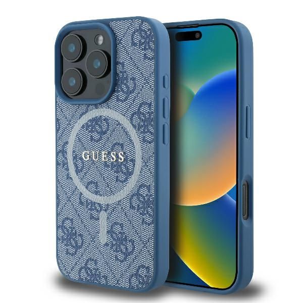 Muu telefoni lisavarustus Guess Guess 4G Ring Classic Logo MagSafe iPhone 16 Pro Case - Blue