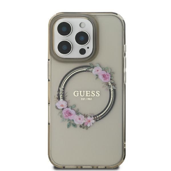 Muu telefoni lisavarustus Guess Guess IML Flowers Wreath MagSafe iPhone 16 Pro Case - Black