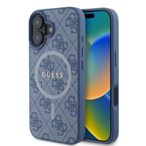 Cits mobilo telefonu aksesuārs Guess  Guess 4G Ring Classic Logo MagSafe case for iPhone 16 - blue