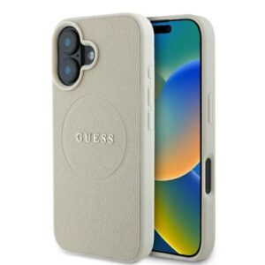 Cits mobilo telefonu aksesuārs Guess  Guess Grained Ring MagSafe case for iPhone 16 - beige