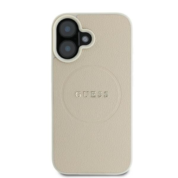 Cits mobilo telefonu aksesuārs Guess Guess Grained Ring MagSafe case for iPhone 16 - beige