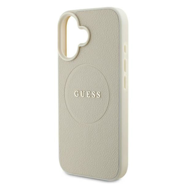 Cits mobilo telefonu aksesuārs Guess Guess Grained Ring MagSafe case for iPhone 16 - beige