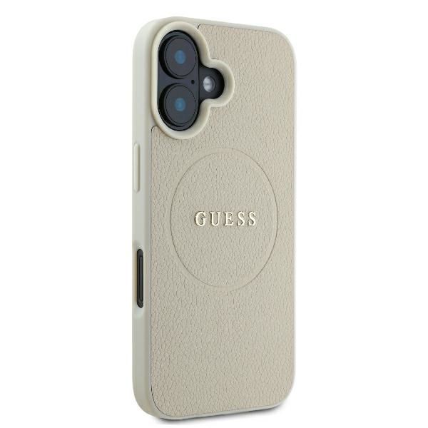 Cits mobilo telefonu aksesuārs Guess Guess Grained Ring MagSafe case for iPhone 16 - beige