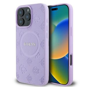 Cits mobilo telefonu aksesuārs Guess  Guess Saffiano Peony Classic Logo MagSafe iPhone 16 Pro Max Case - Purple