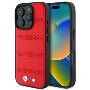 Cits mobilo telefonu aksesuārs BMW  BMW M Perforated And Stitched Line MagSafe case for iPhone 16 Pro - red 