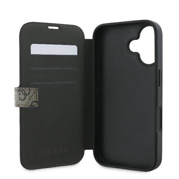 Cits mobilo telefonu aksesuārs Guess Guess 4G Metal Logo iPhone 16 Plus Case - Brown