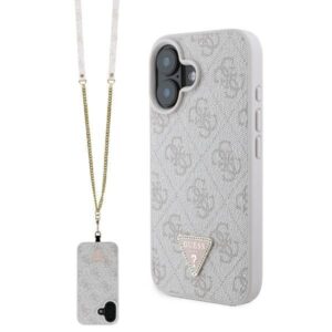 Cits mobilo telefonu aksesuārs Guess  Guess Leather Metal Logo Strass Crossbody Case for iPhone 16 - Pink