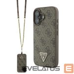 Other Phone Accessory Guess  Guess Leather Metal Logo Strass Crossbody Case for iPhone 16 - Brown 