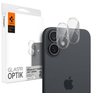 Cits mobilo telefonu aksesuārs Spigen  Spigen Optik Glas.tR tempered glass for iPhone 16 / 16 Plus camera - transparent (2 pcs.) 