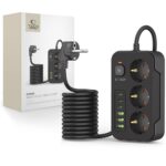 Kitas telefono priedas Tech-Protect  Tech-Protect PC3X6 Power Strip 3 Sockets 240V + 3xUSB-A + 3xUSB-C 200cm - Black 