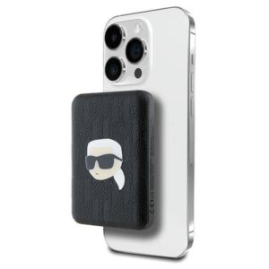 Cits mobilo telefonu aksesuārs Karl Lagerfeld  Karl Lagerfeld Powerbank inductive KLPB5FPGKSKIHK 16W 5000mAh black/black Karl Head Pin MagSafe 