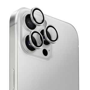 Cits mobilo telefonu aksesuārs UNIQ  Uniq Optix Aluminum Camera Lens Protector iPhone 16 Pro 6.3" / 16 Pro Max 6.9" sterling silver camera lens glass with applicator 