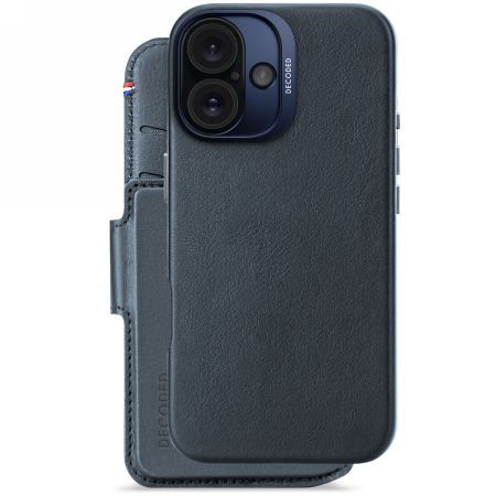Muu telefoni lisavarustus Decoded Decoded Leather Detachable Wallet MagSafe Case with Wallet for iPhone 16 - Blue