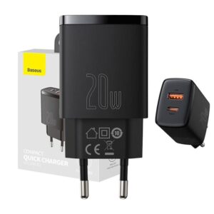 Adapteris Baseus  Baseus Compact Quick Charger, USB, USB-C, 20W (black)