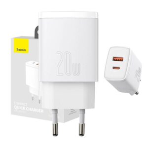 Adapteris Baseus  Baseus Compact Quick Charger, USB, USB-C, 20W (white)