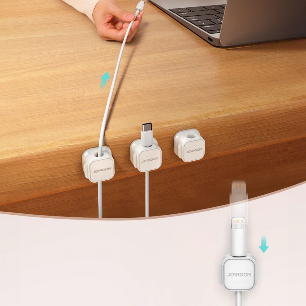 Biroja izejmateriāls Joyroom Joyroom JR-ZS368 magnetic cable organizer - white (6 pcs.)