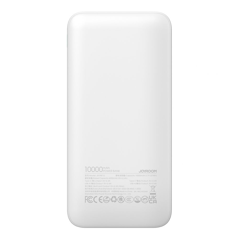Ārējais akumulators Joyroom Powerbank Joyroom JR-PBF12 10000mAh 2.4A 2x USB-A 1x USB-C - white