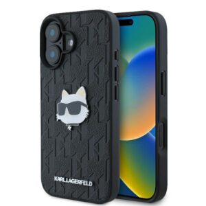 Kitas telefono priedas Karl Lagerfeld  Karl Lagerfeld Monogram Choupette Head Pin iPhone 16 Case - Black 