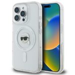 Cits mobilo telefonu aksesuārs Karl Lagerfeld  Karl Lagerfeld IML Metal Karl Head MagSafe Case for iPhone 16 Pro - White 