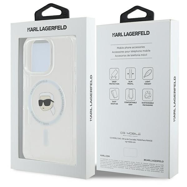 Muu telefoni lisavarustus Karl Lagerfeld Karl Lagerfeld IML Metal Karl Head MagSafe Case for iPhone 16 Pro - White
