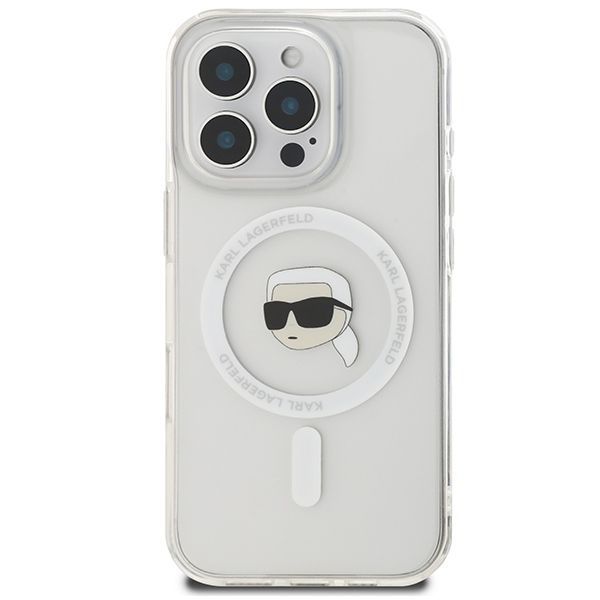 Muu telefoni lisavarustus Karl Lagerfeld Karl Lagerfeld IML Metal Karl Head MagSafe Case for iPhone 16 Pro - White