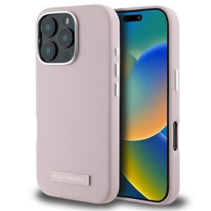 Kitas telefono priedas Karl Lagerfeld  Karl Lagerfeld FW Metal Plate MagSafe iPhone 16 Pro Case - Pink 