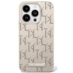 Kitas telefono priedas Karl Lagerfeld  Karl Lagerfeld Leather Monogram Metal Logo MagSafe iPhone 16 Pro Case - Beige 