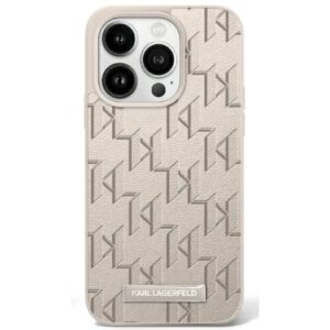 Kitas telefono priedas Karl Lagerfeld  Karl Lagerfeld Leather Monogram Metal Logo MagSafe iPhone 16 Pro Case - Beige 