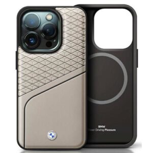 Other Phone Accessory BMW  BMW Sign Leather Textured and Line MagSafe iPhone 16 Pro Case - Gray 