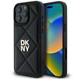 Cits mobilo telefonu aksesuārs DKNY  DKNY Quilted Stack Logo iPhone 16 Pro Case - Black 