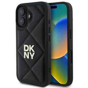 Cits mobilo telefonu aksesuārs DKNY  DKNY Quilted Stack Logo iPhone 16 Case - Black 