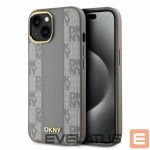Other Phone Accessory DKNY  DKNY Leather Checkered Mono Pattern MagSafe iPhone 15 Case - Beige 