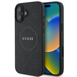 Cits mobilo telefonu aksesuārs Guess  Guess Saffiano Peony Classic Logo MagSafe case for iPhone 16 - black 