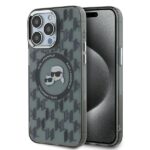Cits mobilo telefonu aksesuārs Karl Lagerfeld  Karl Lagerfeld IML Monogram Karl & Choupette Head MagSafe iPhone 15 Pro Case - Black 